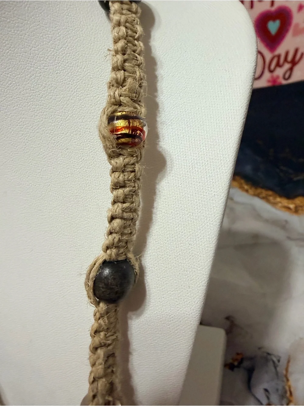 Men’s vintage rope/wood necklace